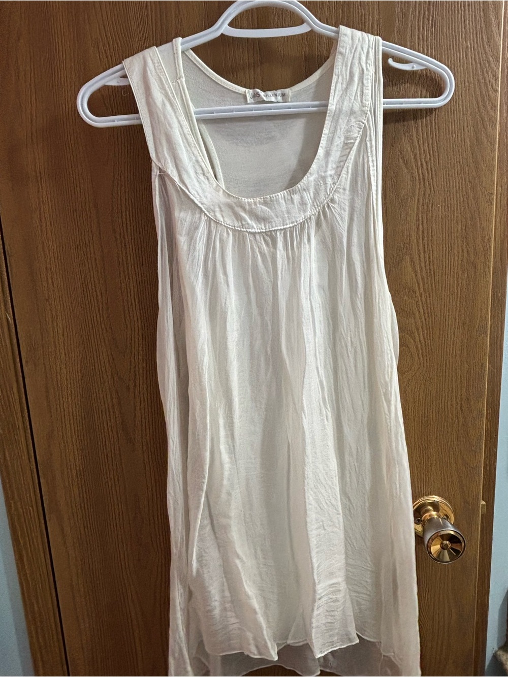 Lightweight Cream Sleeveless Scoop-Neck Dress